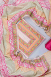 Off White Gajari Cotton Unstitched Salwar Suit With Cotton Dupatta