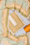 Off White Mustard Cotton Unstitched Salwar Suit With Cotton Dupatta