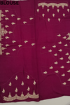 Magenta Organza Embroidered Saree With Unstitched Blouse