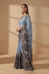Grey Georgette Saree With Unstitched Blouse