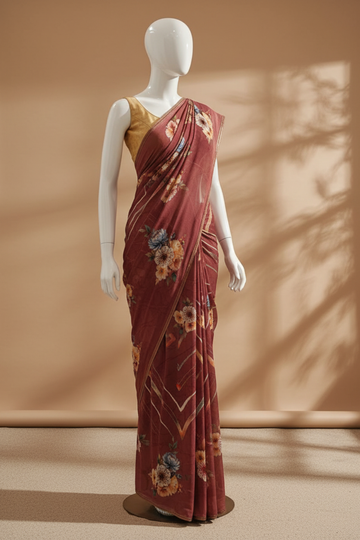 Gajari Georgette Saree With Unstitched Blouse
