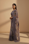 Grey Georgette Saree With Unstitched Blouse