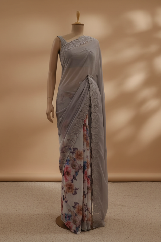 Tussar Georgette Saree With Unstitched Blouse