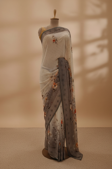 Tussar Georgette Saree With Unstitched Blouse