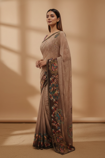 Tussar Georgette Saree With Unstitched Blouse