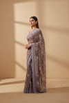 Metallic Mauve Saree With Unstitched Blouse