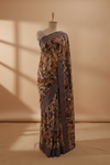 Chikoo Georgette Saree With Unstitched Blouse
