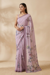 Onion Georgette Saree With Unstitched Blouse