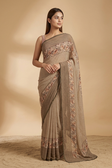 Tussar Georgette Saree With Unstitched Blouse