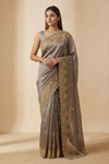 Brown Banarasi Silk Saree With Unstitched Blouse