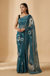 Mint Green Georgette Saree With Unstitched Blouse