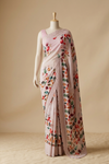Peach Georgette Saree With Unstitched Blouse