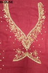 Garnet Chiffon Embroidered Saree With Unstitched Blouse