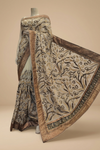 White Chiffon Embroidered Saree With Unstitched Blouse
