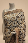 White Chiffon Embroidered Saree With Unstitched Blouse