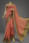 Gajari Georgette Embroidered Saree With Unstitched Blouse