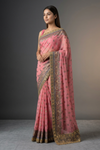 Gajari Georgette Embroidered Saree With Unstitched Blouse