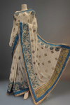 White Chiffon Embroidered Saree With Unstitched Blouse