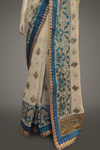 White Chiffon Embroidered Saree With Unstitched Blouse