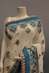 White Chiffon Embroidered Saree With Unstitched Blouse