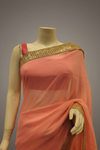 Pink Chiffon Embroidered Saree With Unstitched Blouse