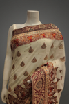 Off White Chiffon Embroidered Saree With Unstitched Blouse