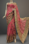 Gajari Chiffon Embroidered Saree With Unstitched Blouse