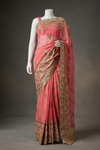 Gajari Chiffon Embroidered Saree With Unstitched Blouse