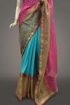 Tea Green Georgette Embroidered Saree With Unstitched Blouse