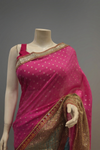 Tea Green Georgette Embroidered Saree With Unstitched Blouse
