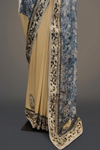 Grey Tussar Lace Georgette Embroidered Saree With Unstitched Blouse
