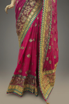 Magenta Georgette Embroidered Saree With Unstitched Blouse