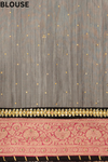 Grey Tussar Embroidered Saree With Unstitched Blouse