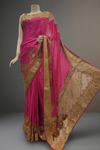 Rani Jacquard Crepe Embroidered Saree With Unstitched Blouse