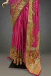 Rani Jacquard Crepe Embroidered Saree With Unstitched Blouse