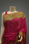 Rani Jacquard Crepe Embroidered Saree With Unstitched Blouse