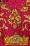 Rani Jacquard Crepe Embroidered Saree With Unstitched Blouse
