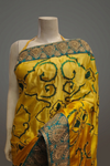 Gold Satin Embroidered Saree With Unstitched Blouse