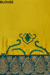 Gold Satin Embroidered Saree With Unstitched Blouse
