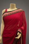 Magenta Chiffon Embroidered Saree With Unstitched Blouse