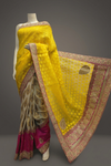 Mango Gold Georgette Embroidered Saree With Unstitched Blouse