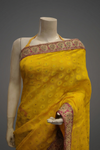 Mango Gold Georgette Embroidered Saree With Unstitched Blouse