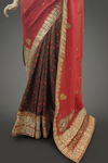Red Georgette Crepe Embroidered Saree With Unstitched Blouse