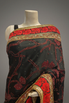 Black Satin Embroidered Saree With Unstitched Blouse