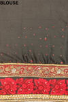 Black Satin Embroidered Saree With Unstitched Blouse