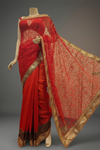 Red Braso Tussar Embroidered Saree With Unstitched Blouse