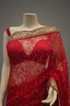 Red Braso Tussar Embroidered Saree With Unstitched Blouse