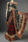 Black Lace Chiffon Embroidered Saree With Unstitched Blouse