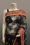 Black Lace Chiffon Embroidered Saree With Unstitched Blouse