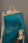Rama Chiffon Embroidered Saree With Unstitched Blouse